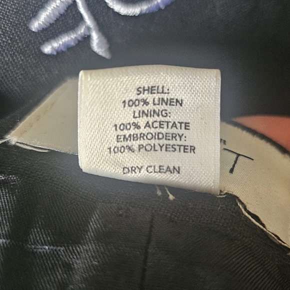 Ann Taylor LOFT Black w/ White Floral Embroidery Panel A-Line Linen Skirt, Sz 8 - Picture 7 of 7
